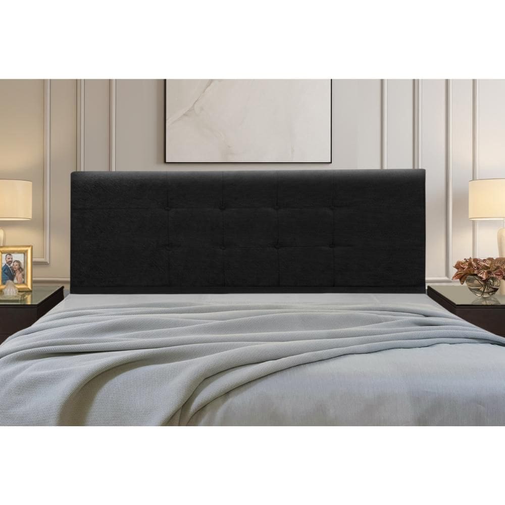 Cabeceira Estofados Casal Quarto 1,44cm Betina Suede Preto Madelina Decor