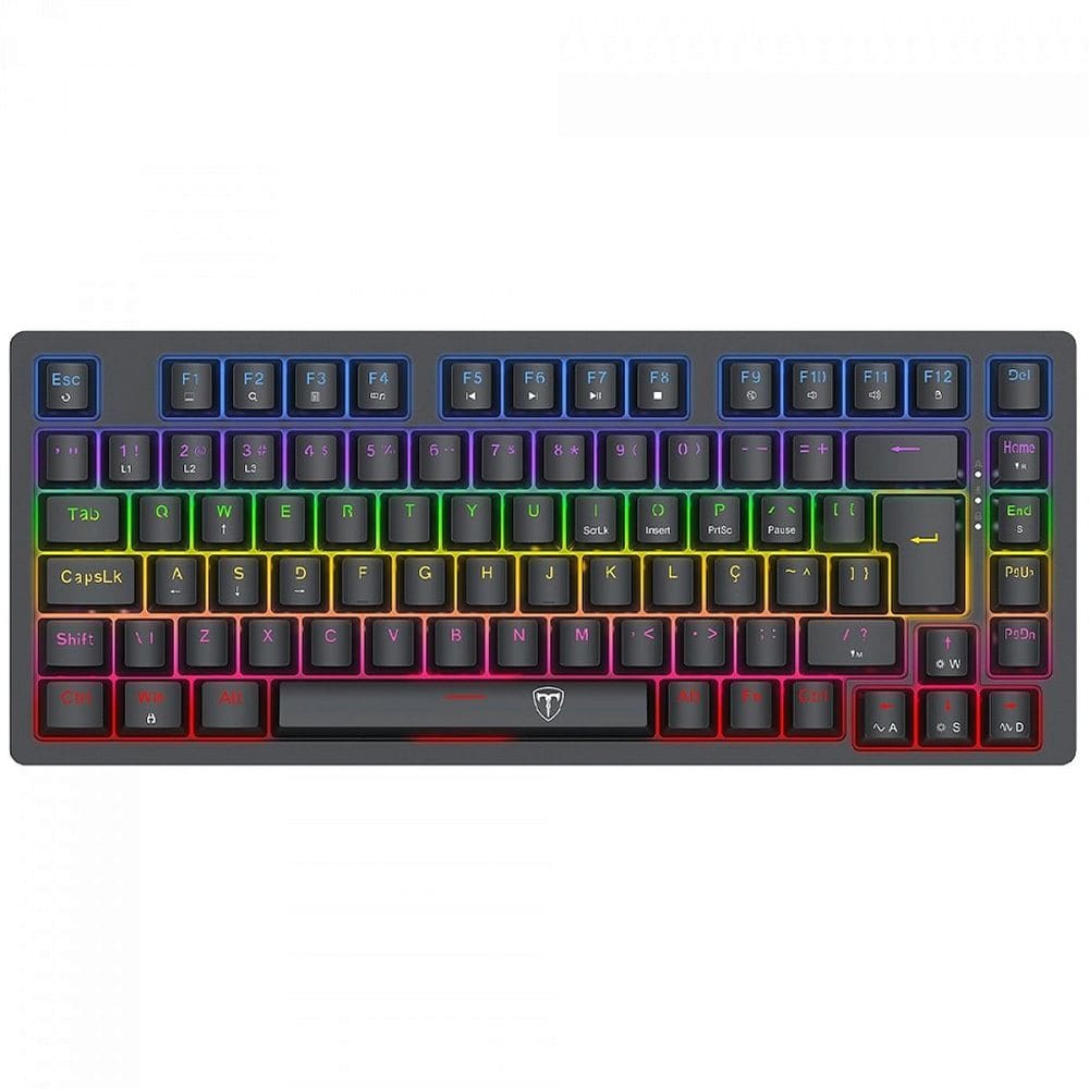 Teclado Mecânico Gamer T-Dagger Megatre, Rainbow, Switch Brown, 75%, ABNT2, Preto