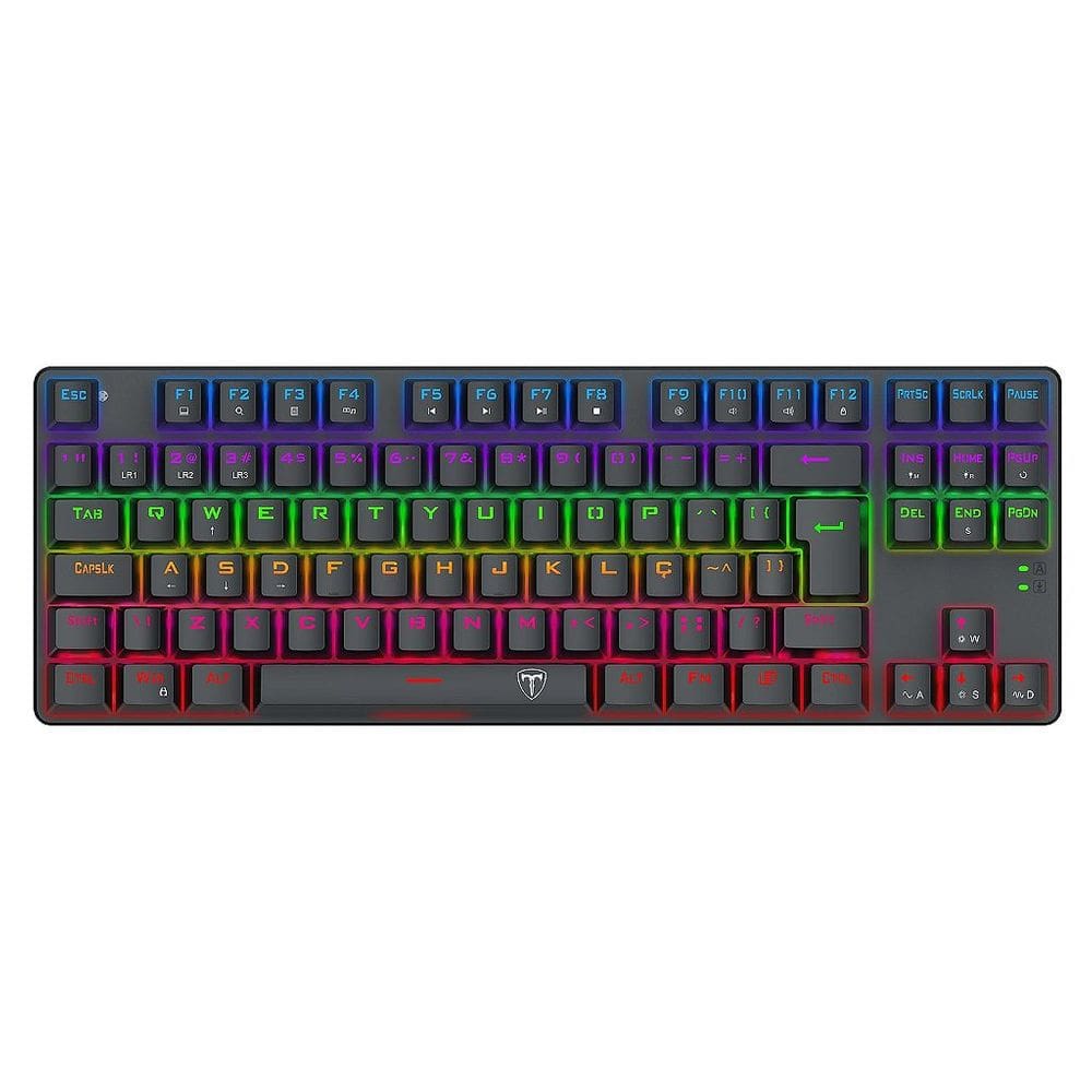 Teclado Mecânico Gamer T-Dagger Bora, Rainbow, Switch Brown, TKL, ABNT2, Preto