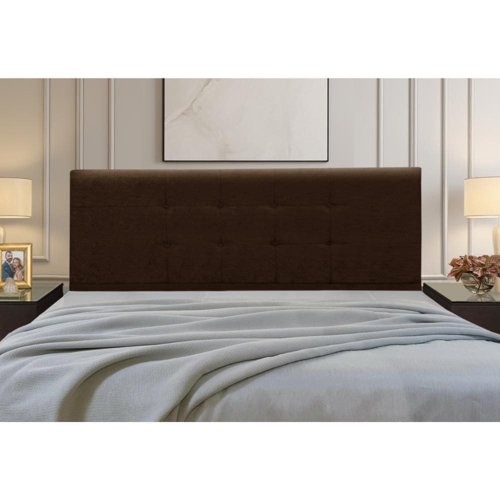 Cabeceira Estofados Casal Quarto 1,44cm Betina Suede Marrom Madelina Decor