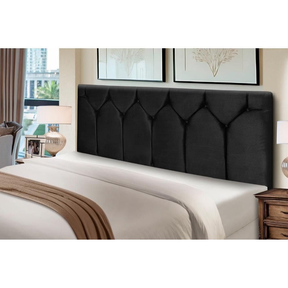 Cabeceira Estofados Casal Quarto 1,44cm Abigail Suede Preto Madelina Decor