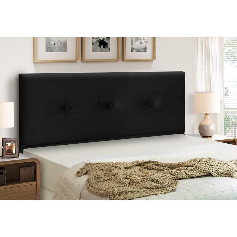 Cabeceira Estofados Solteiro Quarto 90cm Mariana Suede Preto Madelina Decor