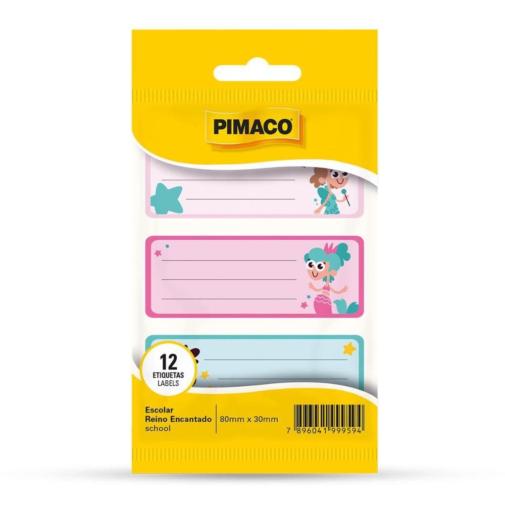 Etiqueta escolar Reino Encantado com 12 unidades - Pimaco