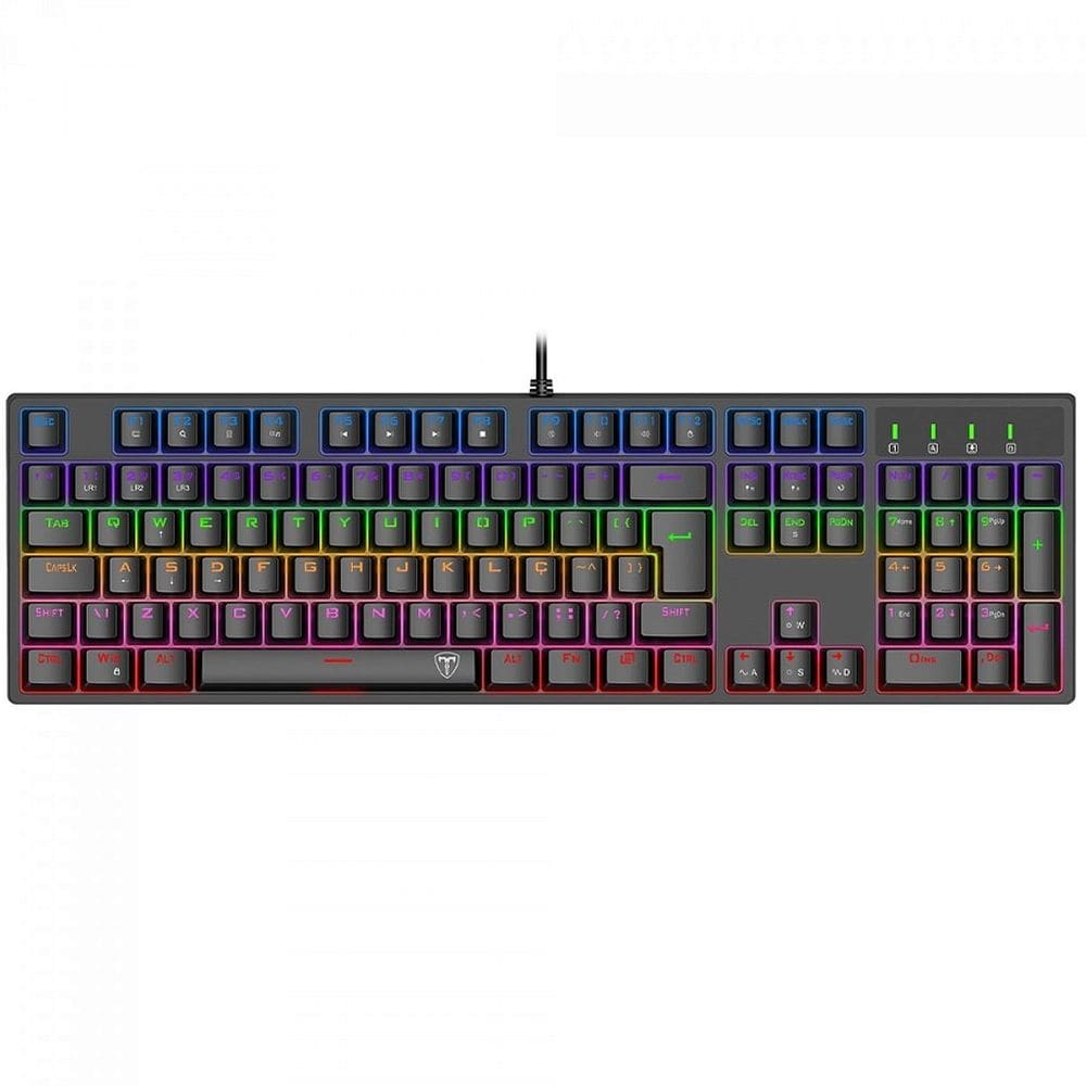 Teclado Mecânico Gamer T-Dagger Rebel, Rainbow, Switch Brown, Full Size, ABNT2, Preto
