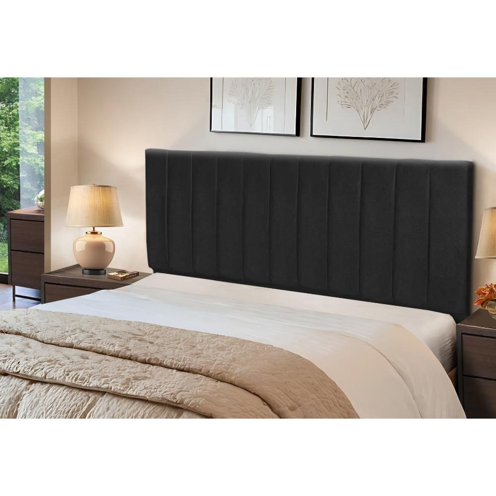 Cabeceira Estofados Casal Queen Quarto 1,64cm Lilian Suede Preto Madelina Decor