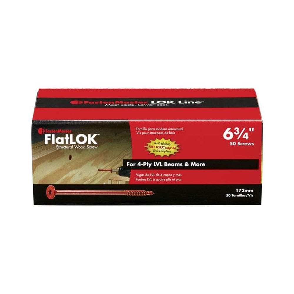 Parafusos de madeira FastenMaster FlatLok No. 14 x 6,75 cm, pacote com 50