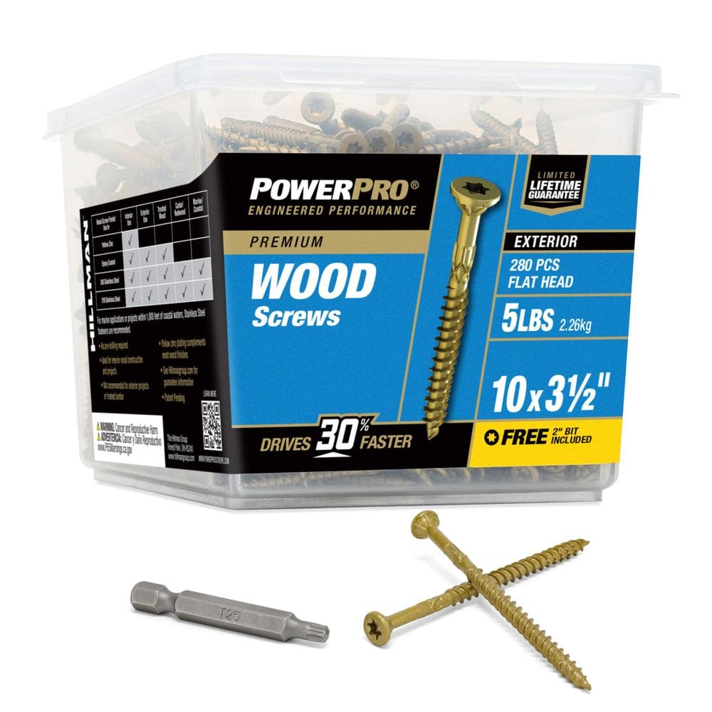 Parafusos de madeira Power Pro 48614 #10 x 8,9 cm revestidos com epóxi 295 unidades