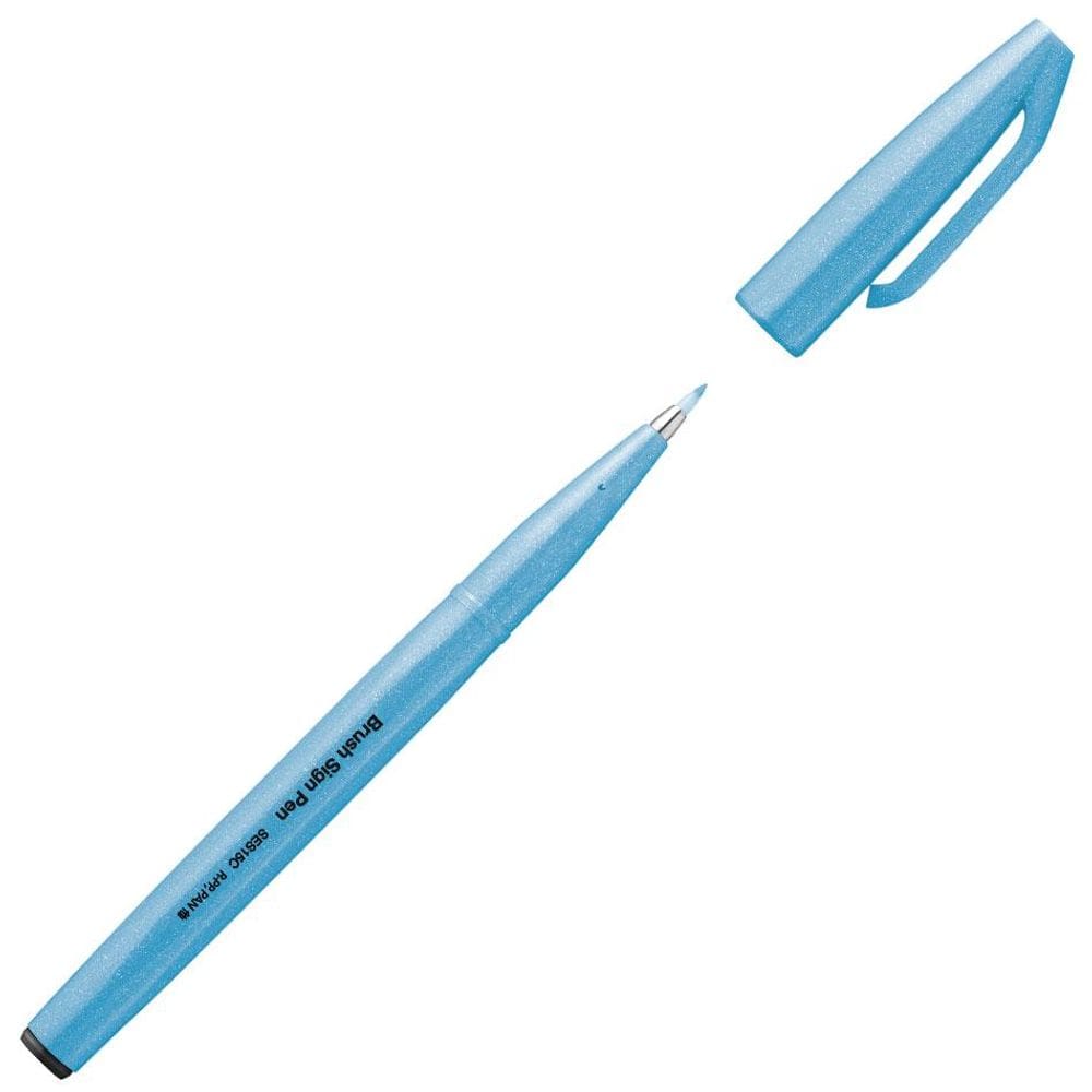 Caneta hidrográfica Brush Sign Pen Azul Claro Fluo - Pentel