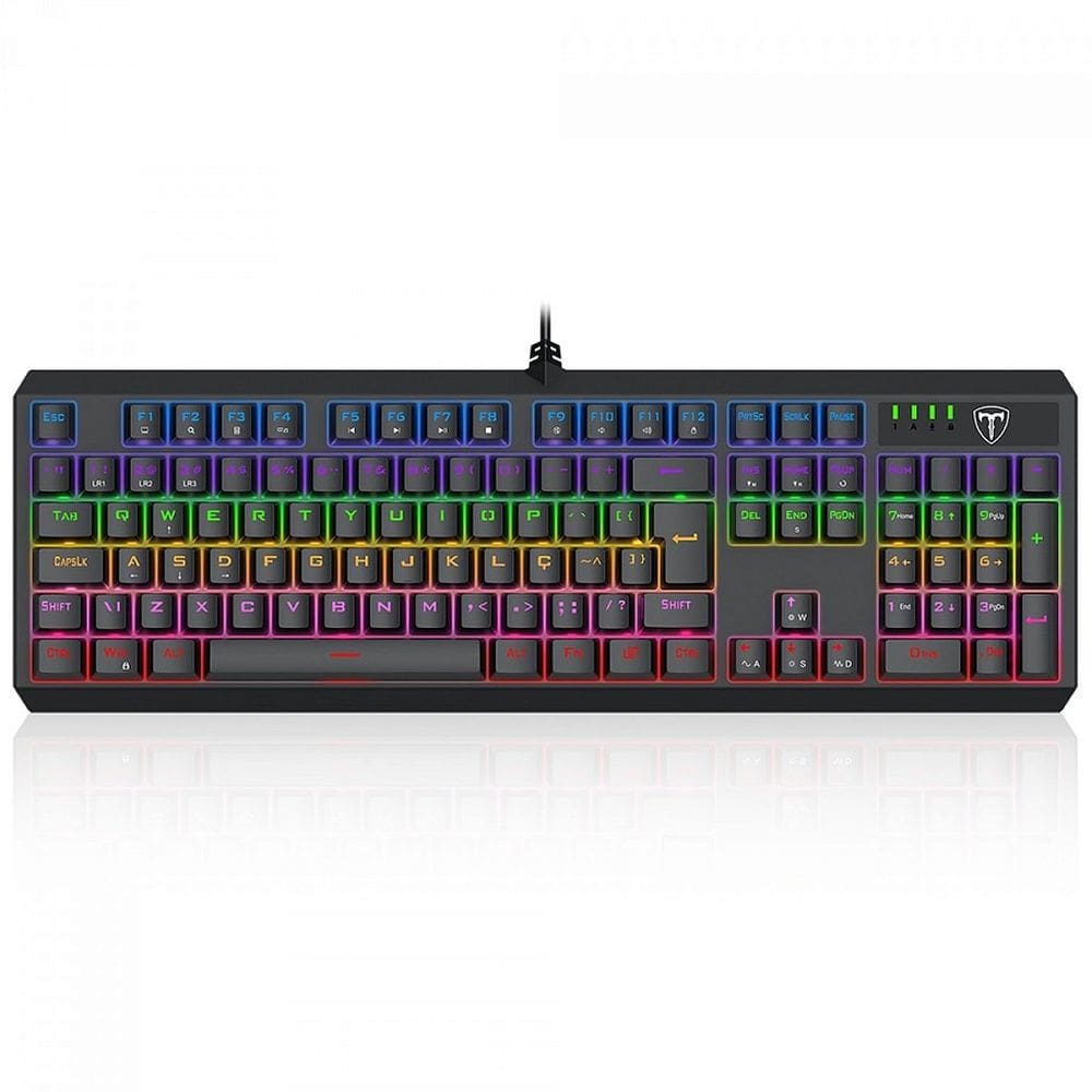 Teclado Mecânico Gamer T-Dagger Axis, Rainbow, Switch Brown, Full Size, ABNT2, Preto