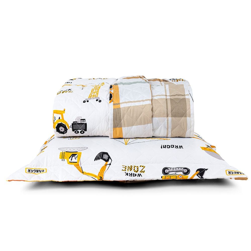 Kit Cobre Leito Solteiro Infantil Trator 4 Peças Micropercal 200 fios