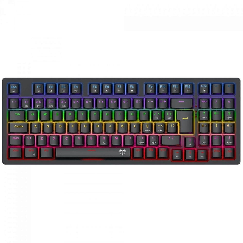Teclado Mecânico Gamer T-Dagger Holysword, Rainbow, Wireless/Bluetooth, Switch Brown, ABNT2, Preto