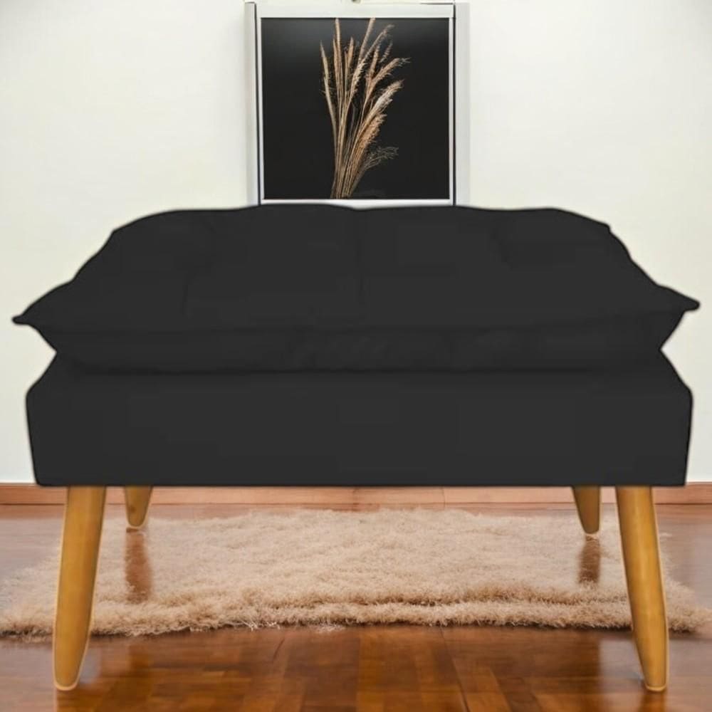 Puff Banqueta Decorativo Opala Para Sala Quarto Suede Preto Madelina Decor
