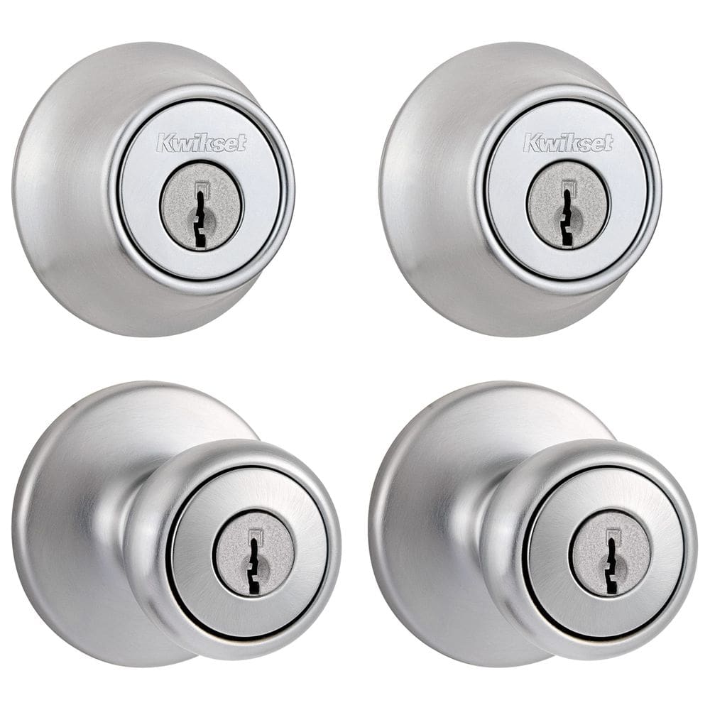 Fechadura de porta Kwikset 242 Tylo Entry Knob e Deadbolt Satin Chrome
