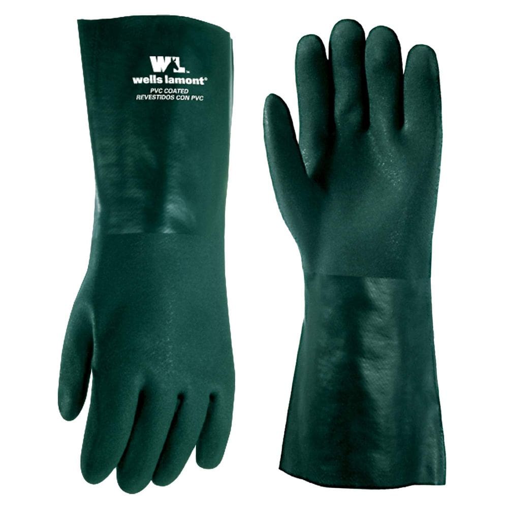 Luvas de trabalho Wells Lamont 36 cm revestidas de PVC Chemical Resist