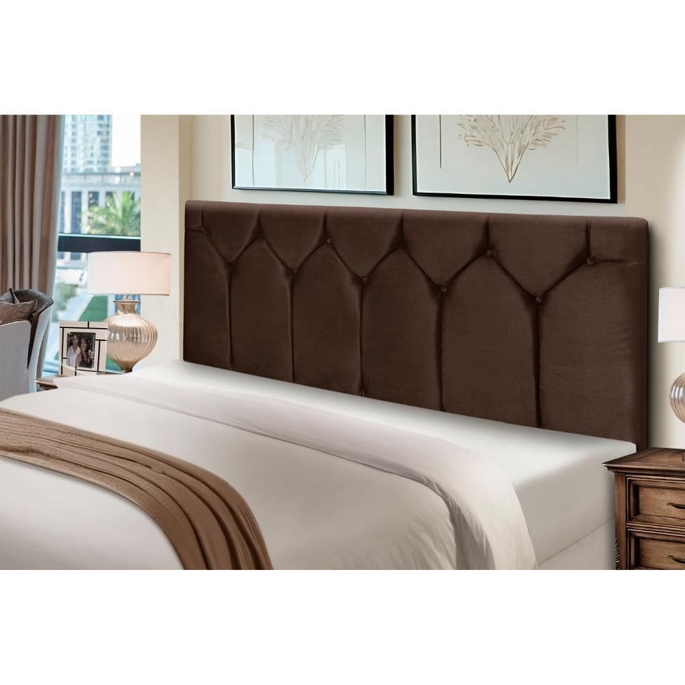 Cabeceira Estofados Casal Quarto 1,44cm Abigail Suede Marrom Madelina Decor