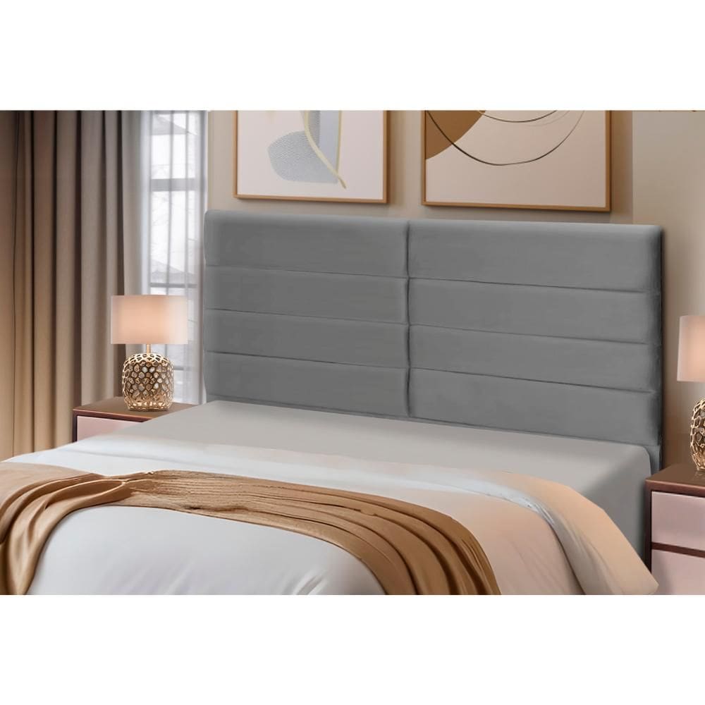 Cabeceira Estofados Casal Quarto 1,44cm Lídia Suede Cinza Madelina Decor