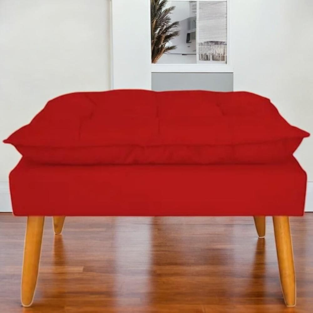 Puff Banqueta Decorativo Opala Para Sala Quarto Suede Vermelho Madelina Decor