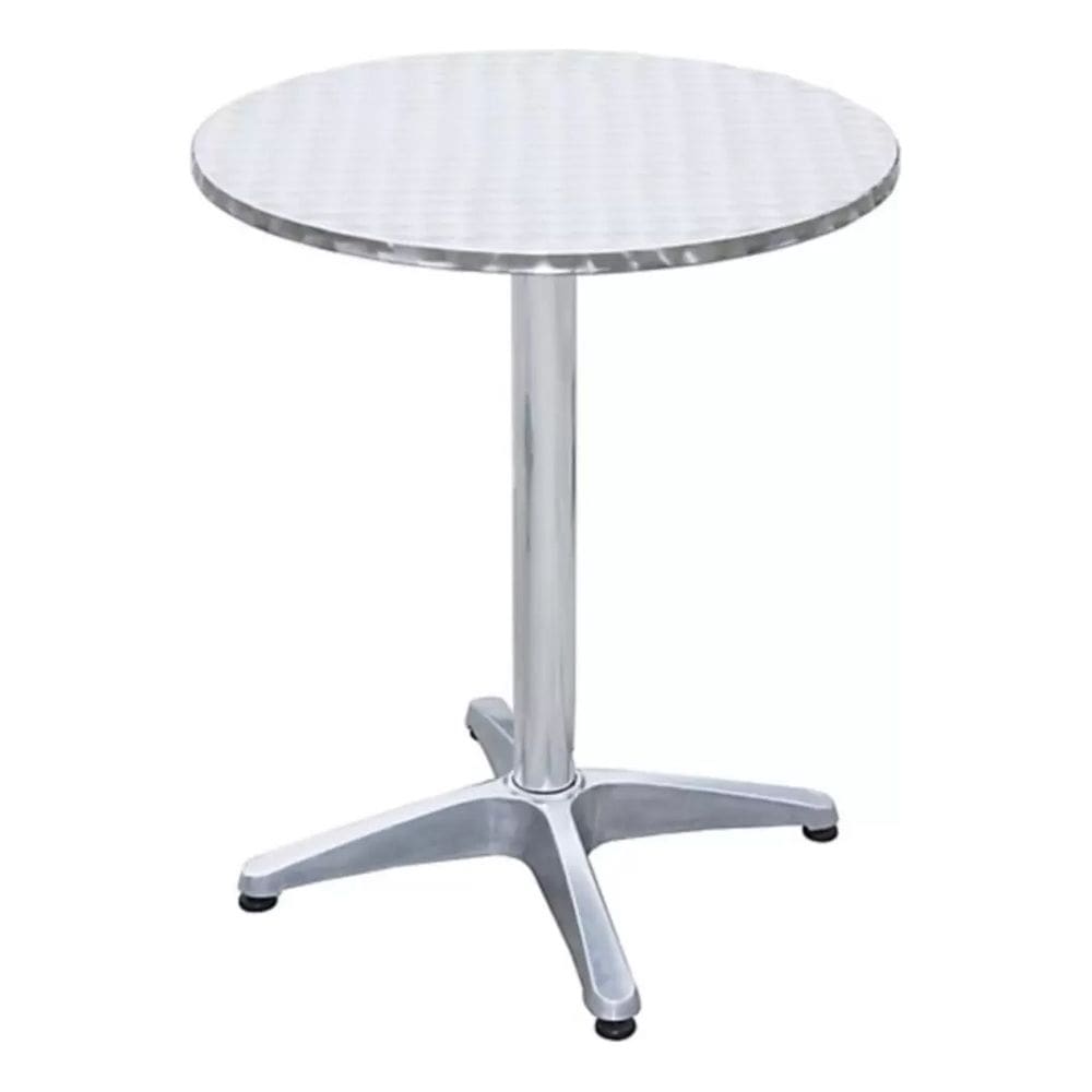 Mesa Redonda Brilhante Aluminio 60x60x72cm 4 Pessoas Deluxe Prateado