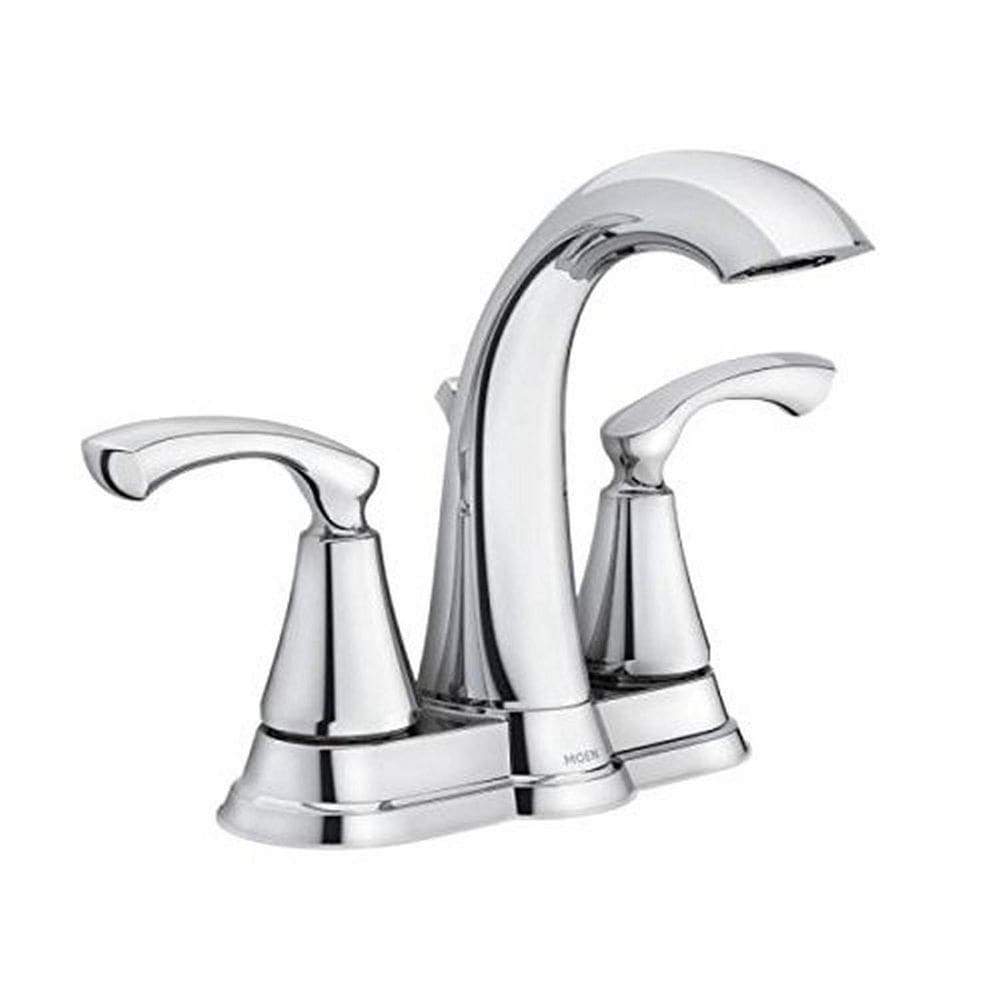 Torneira de banheiro Moen WS84876 Conjunto central cromado de duas alças de 4 polegadas