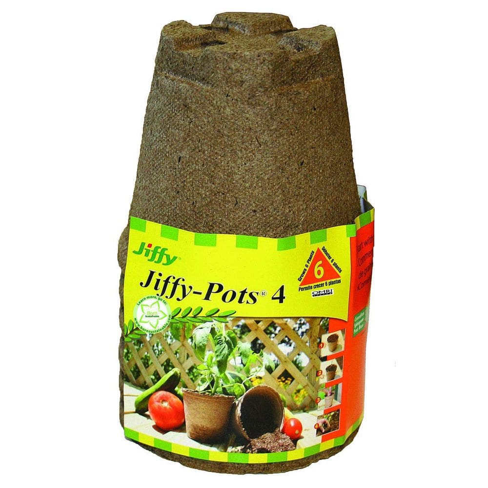 Vasos de turfa Jiffy Seed Starting, 10 cm, biodegradáveis, pacote com 6