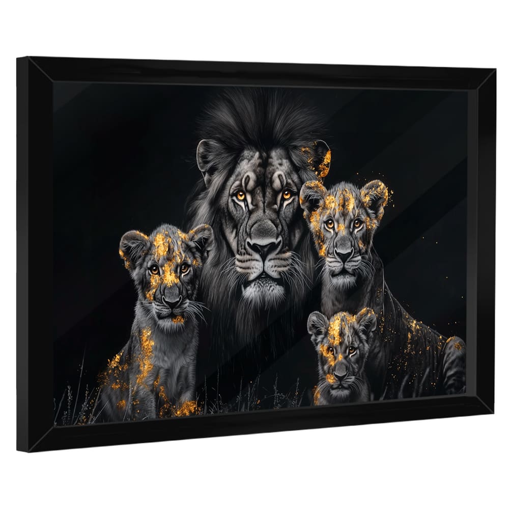 Quadro Decorativo Família de Leões Dark