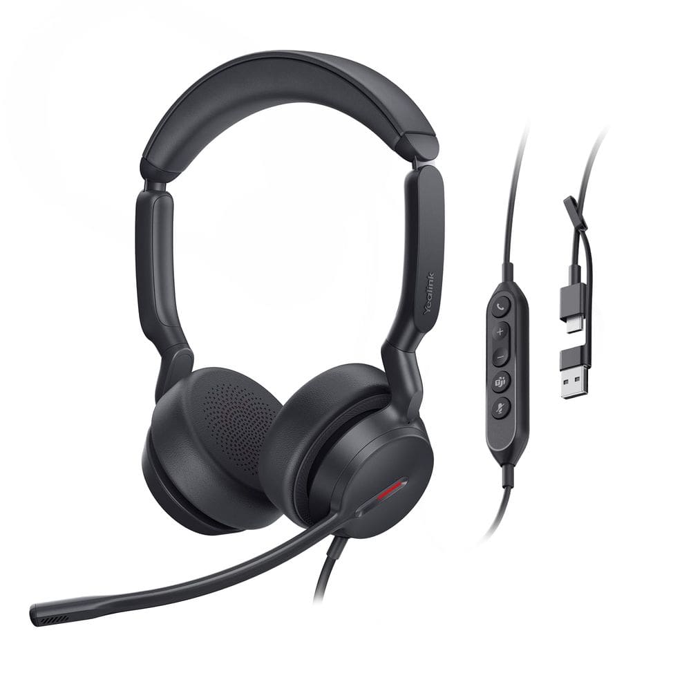 Fone de ouvido Yealink UH44 com fio USB-C/A Microfones com cancelamento de ruído