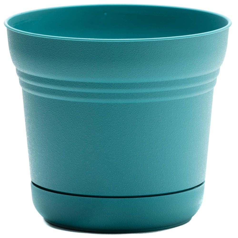 Plantador Bloem Saturn Round com pires 14 cm Bermuda Teal 18L