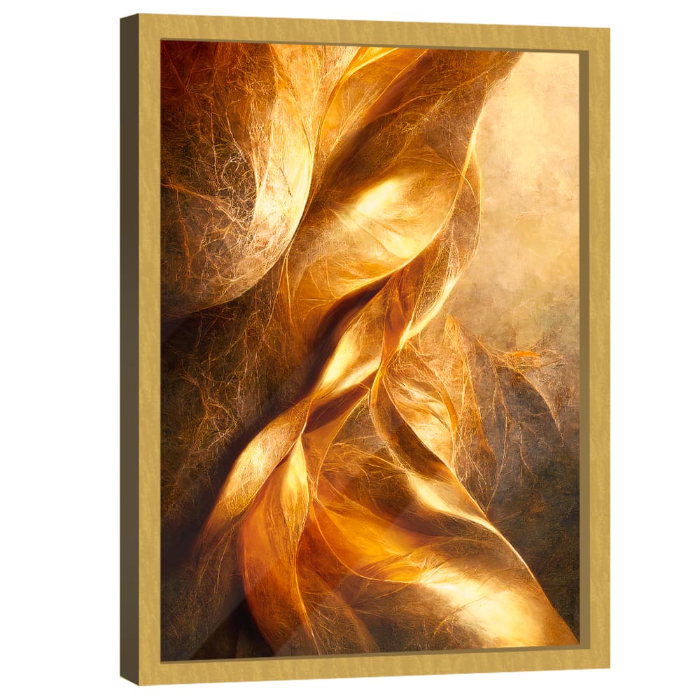 Quadro Decorativo Abstrato Dourado Fundo Metal