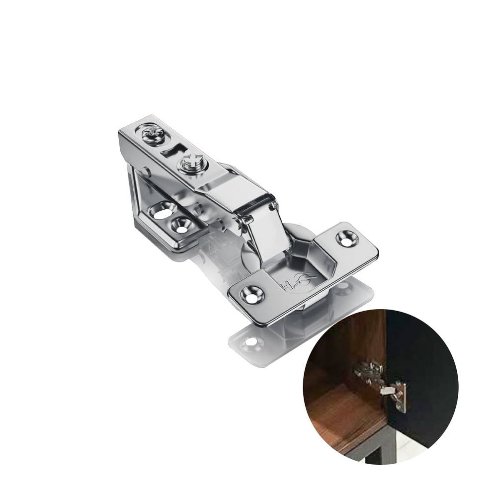 Dobradica 35mm Pistão Calço Fixo Inox Curva