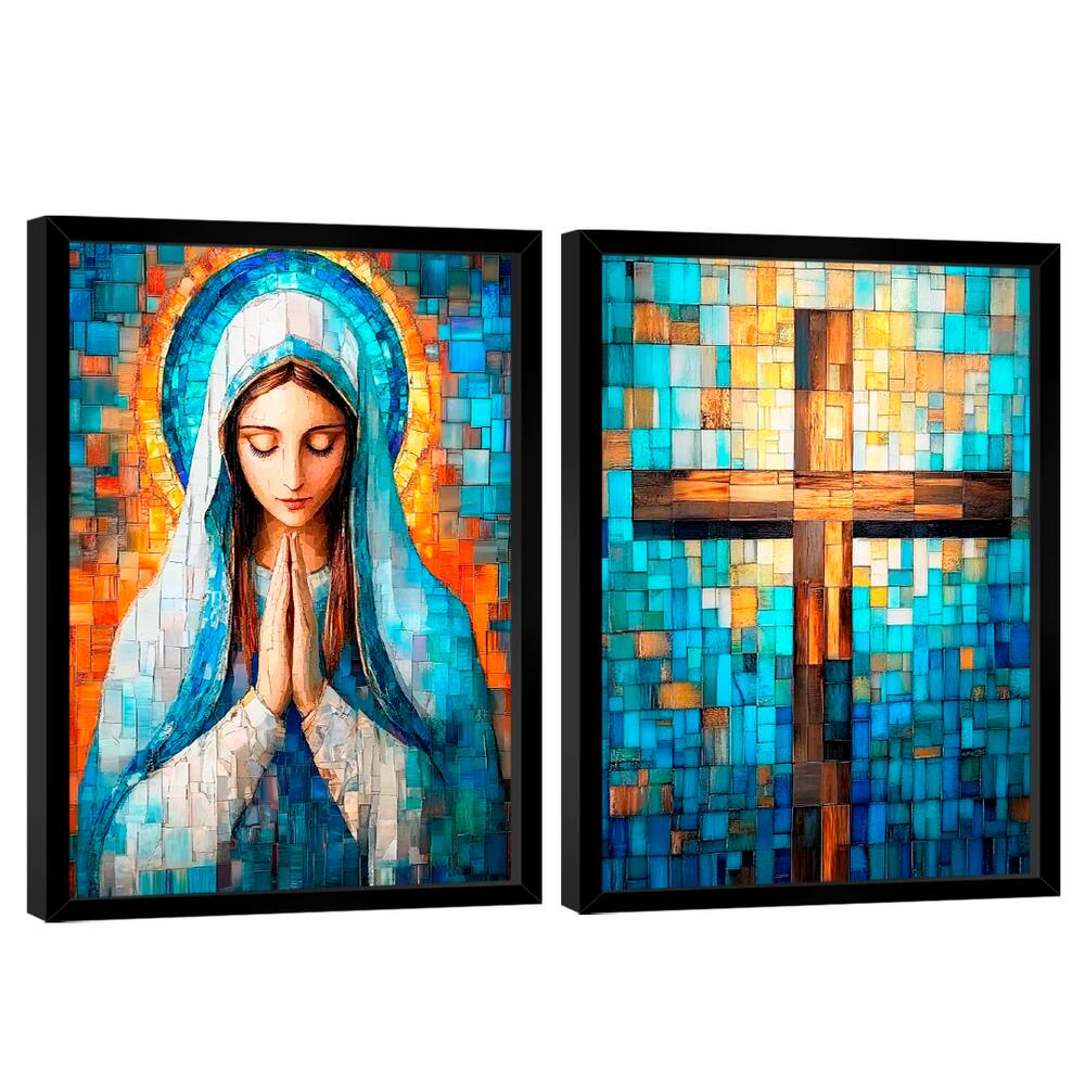 Quadro Decorativo Duo Maria e Cruz em Grid Art