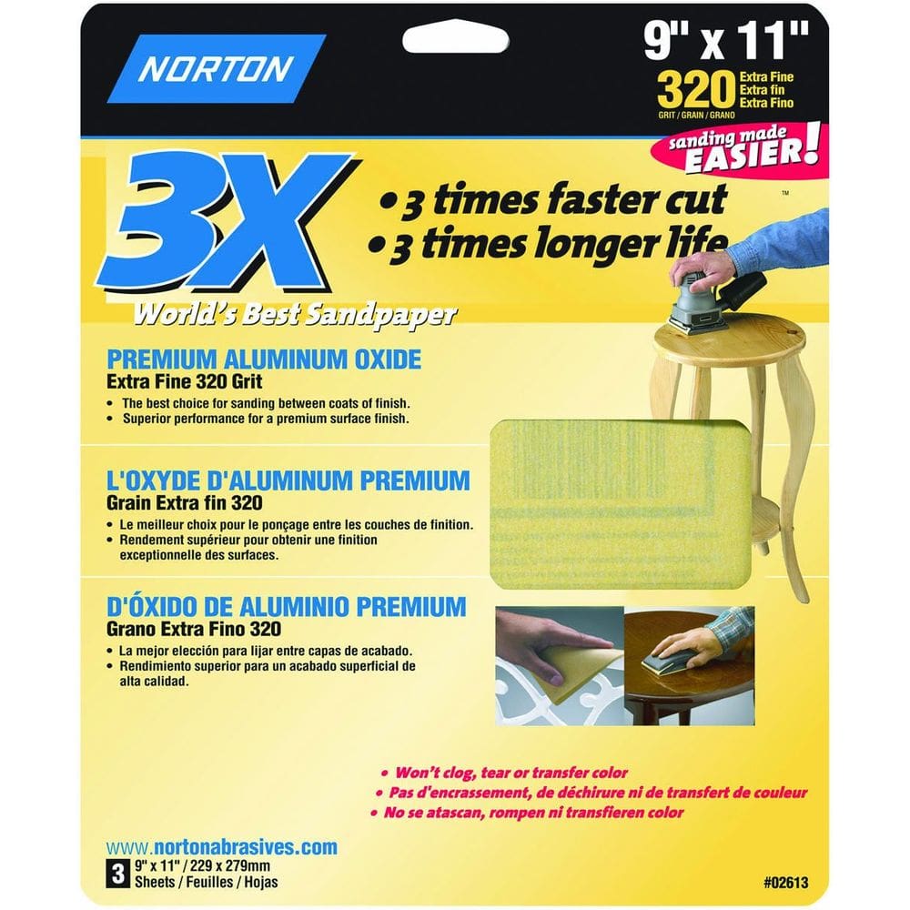 Folha de lixa Norton 02613 Pro S e 9 x 11 polegadas 320-Grit