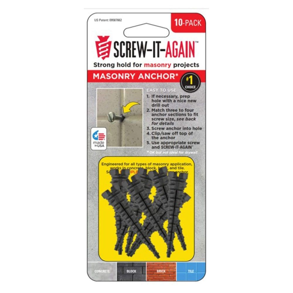 Âncora de alvenaria 10PK Screw It Again Strong Hold