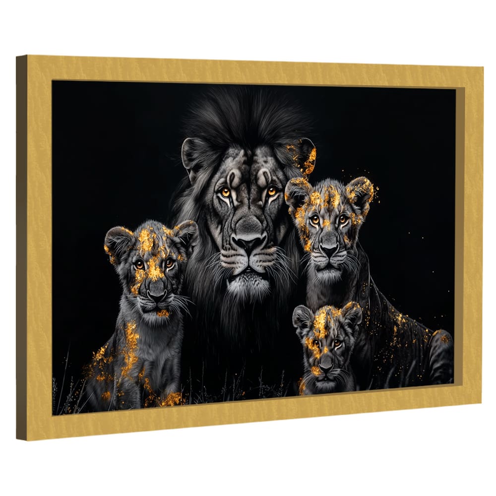 Quadro Decorativo Família de Leões Dark