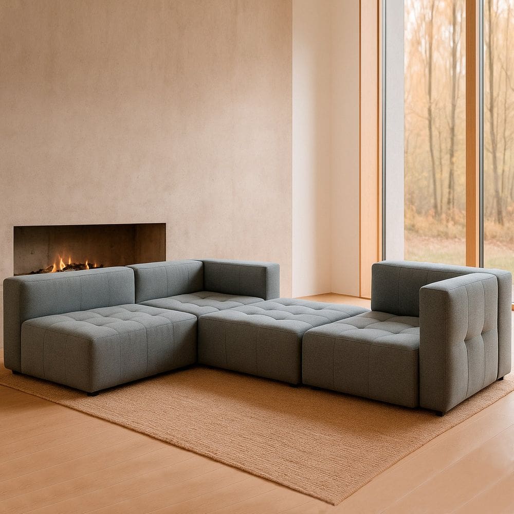 Sofá Modular 4 Modulos 100cm Burgos Cinza