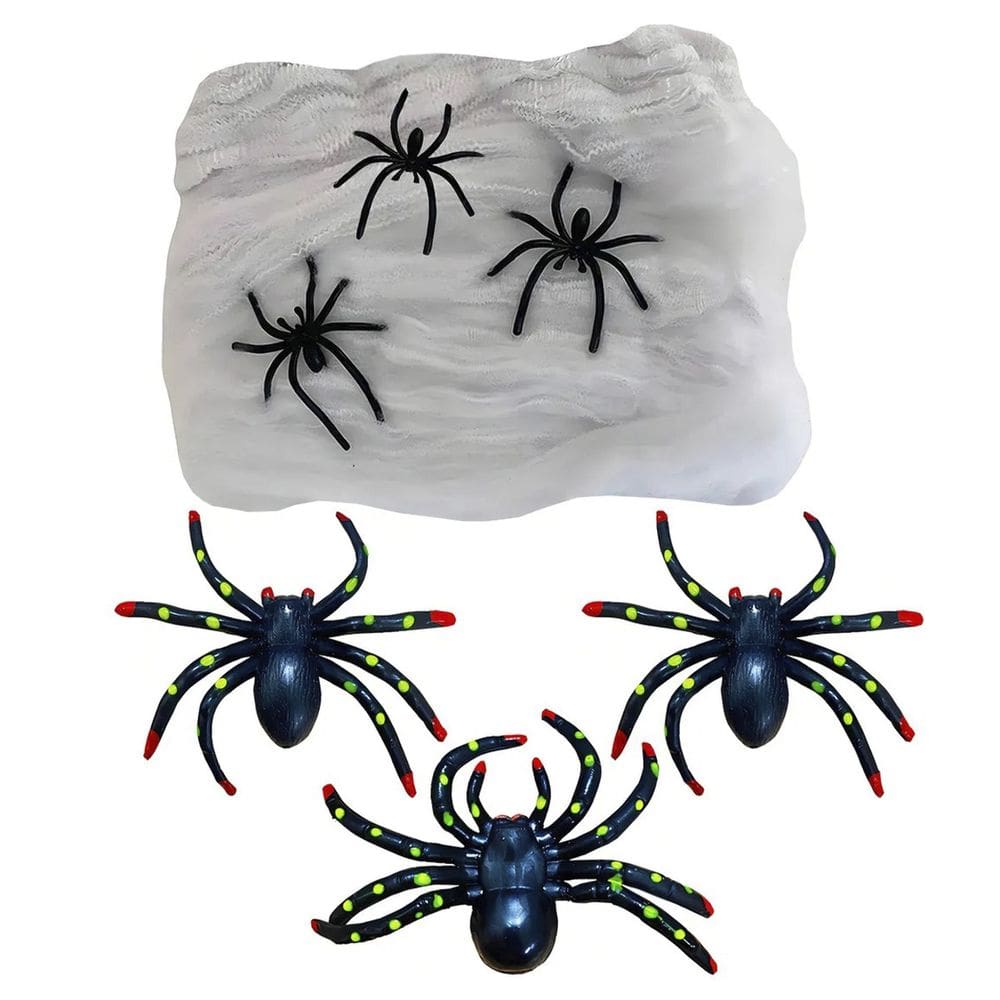 Teia de Aranha Hallowen 6 Tarantulas Decoraçao Festa Dia Das Bruxas Pegadinha Susto Terror Medo Horror Horripilante