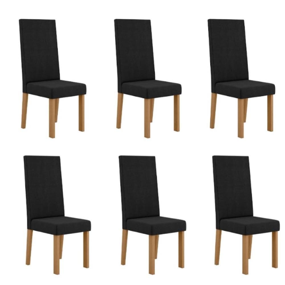 Kit 6 Cadeiras Nice Com Espaldar – Tecido Veludo Suede Pés em MDF com Sapatilhas Plásticas – Sonetto