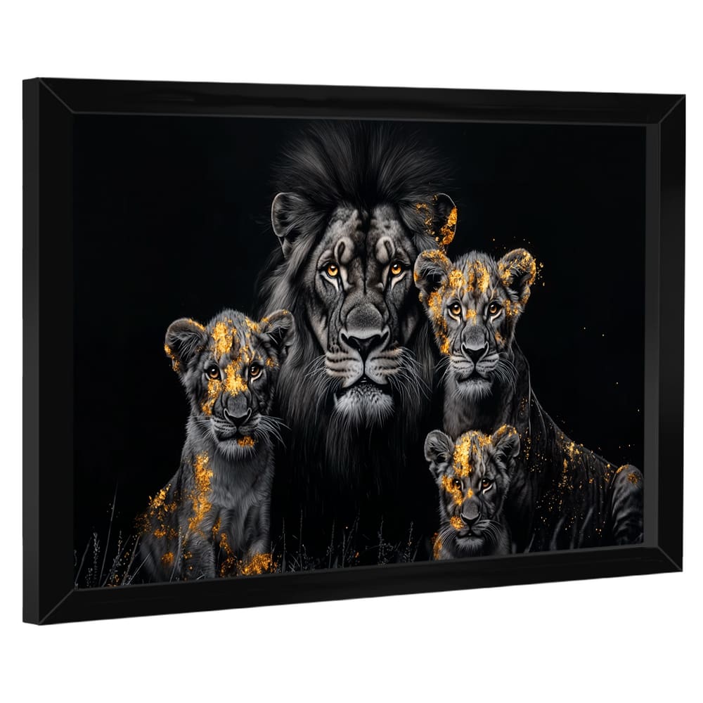 Quadro Decorativo Família de Leões Dark