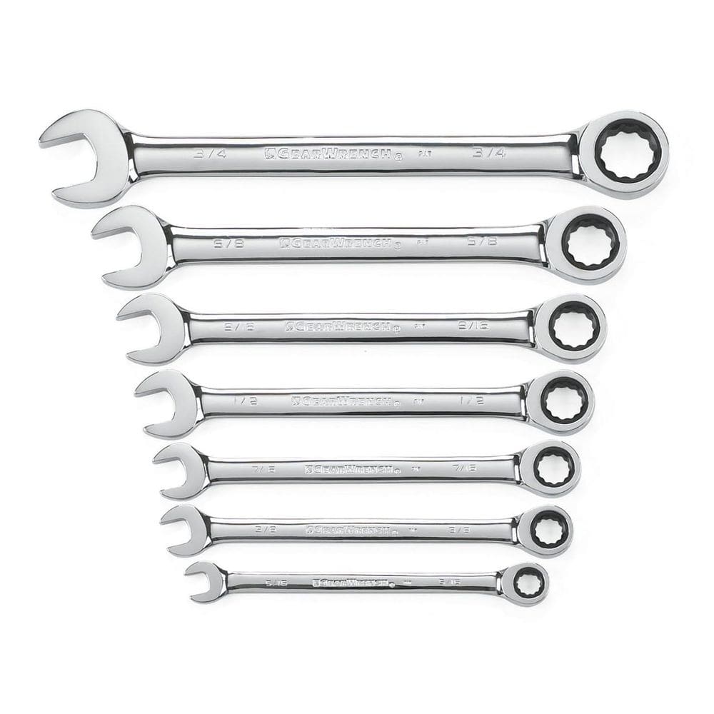 Conjunto de chaves GEARWRENCH 7 peças com catraca de 12 pontos SAE