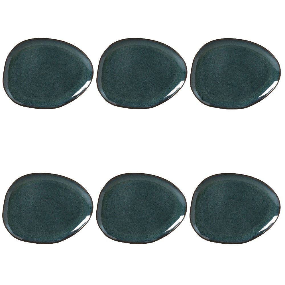 Conjunto de Pratos Rasos Oval 06 Peças Orgânico Oceano Porto Brasil