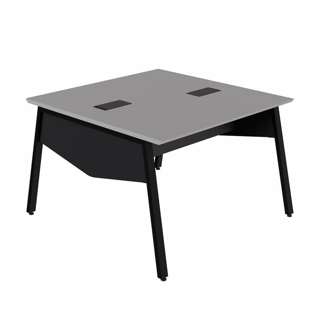 Plataforma de Trabalho para 2 Pessoas 120cm com Caixa de Tomadas Executive Cinza Sagrado /Preto