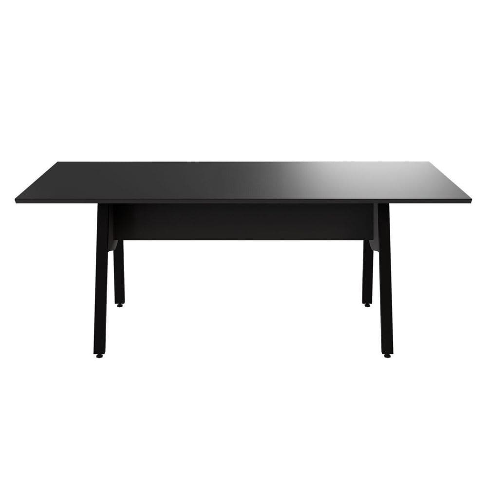 Mesa de Reunião 200cm para 8 Pessoas com Tampo Chanfrado Industrial Executive Preto