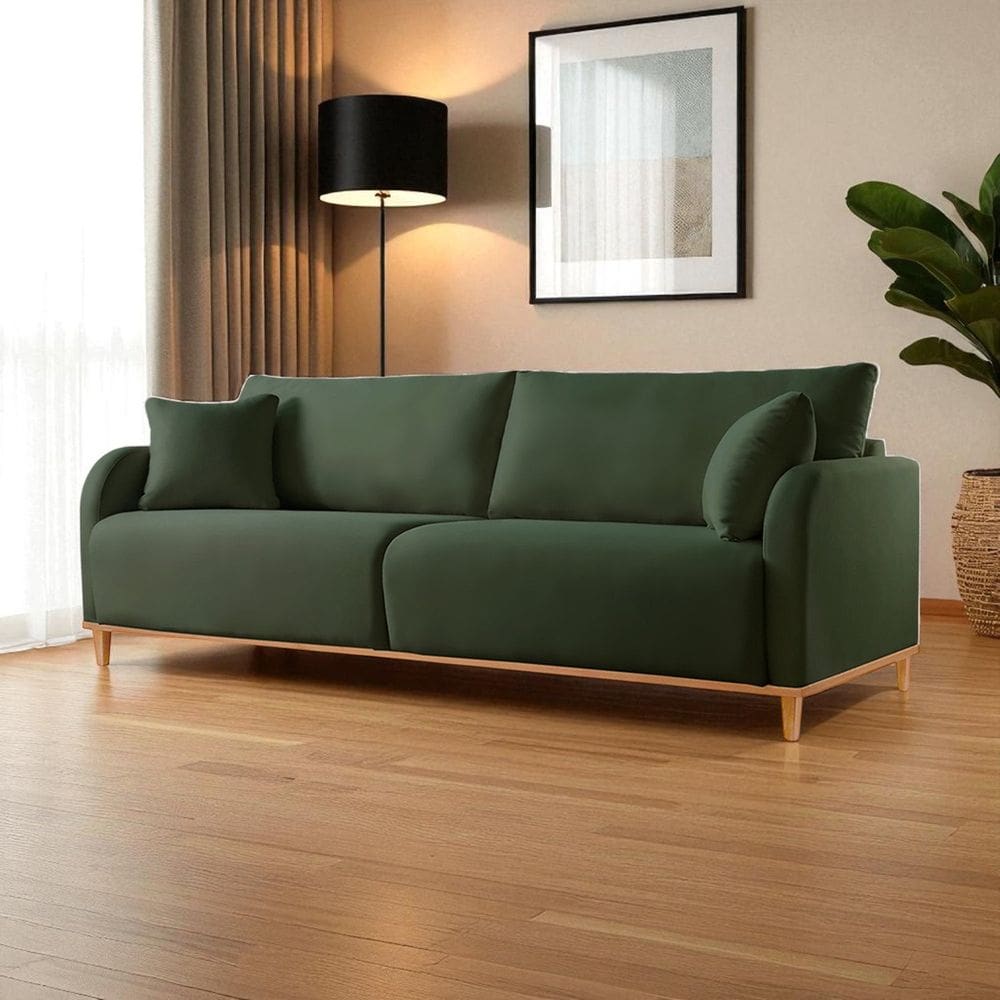 Sofá Fixo 3 Lugares Luxo 180cm Camila Verde