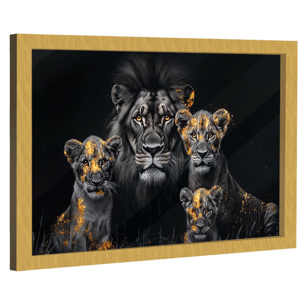 Quadro Decorativo Família de Leões Dark