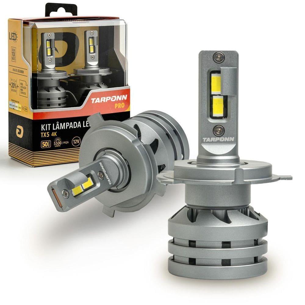 Kit Lâmpada Led Tx5 Pro H4 50W 11000 Lumens 4000K Tarponn