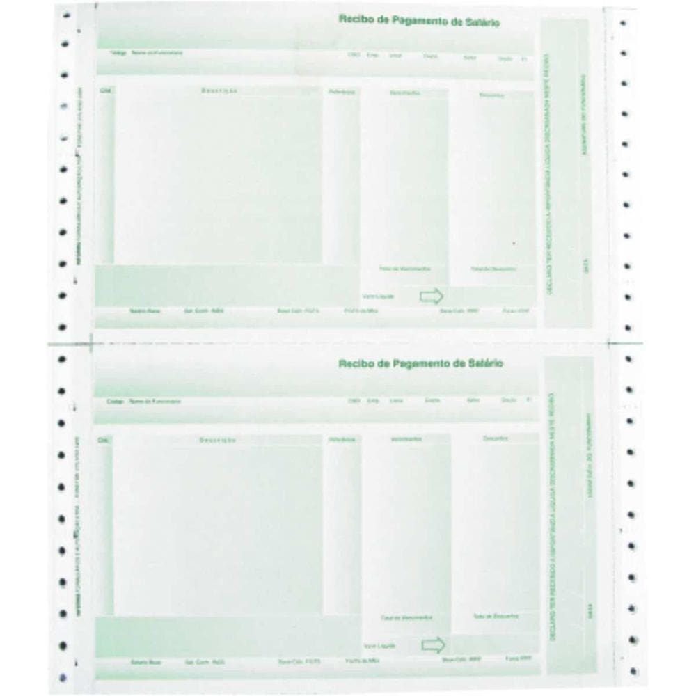 Formulario Continuo Impresso Recibo Pagto Lab02 2Vias Verde