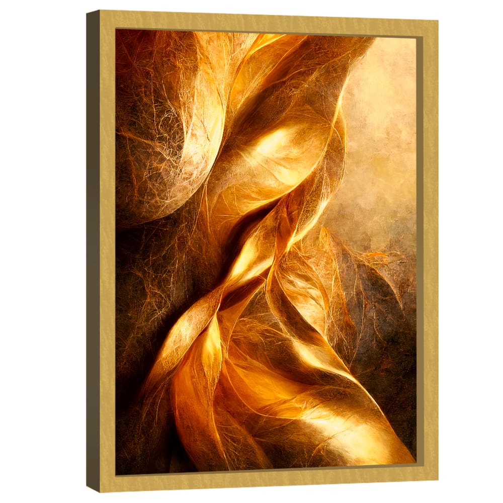 Quadro Decorativo Abstrato Dourado Fundo Metal