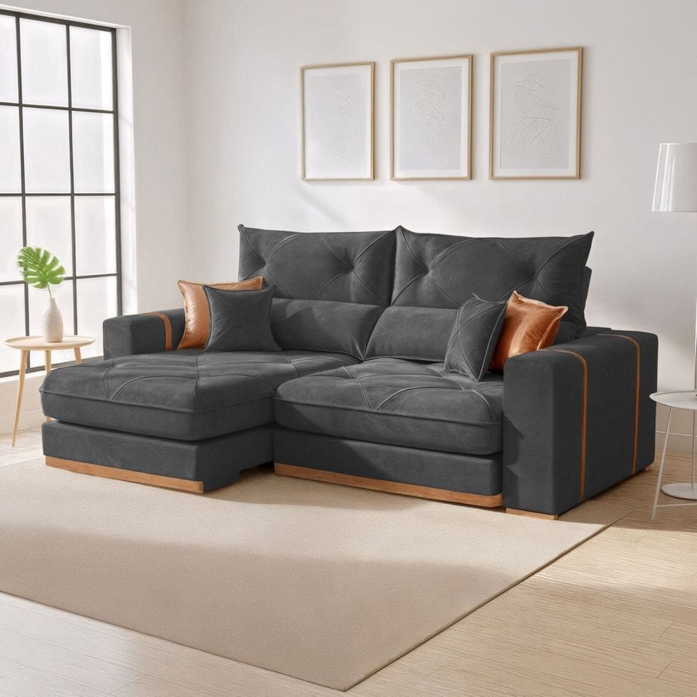 Sofá Retrátil e Reclinável 2 Lugares 210cm Columbia Cinza