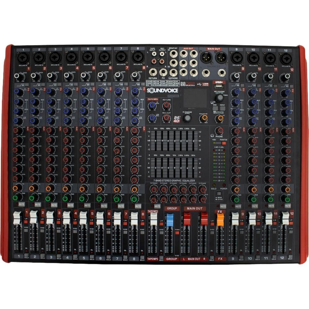 Mesa De Som 12 Canais 7 Aux Ms12.7 Linha Platina Soundvoice
