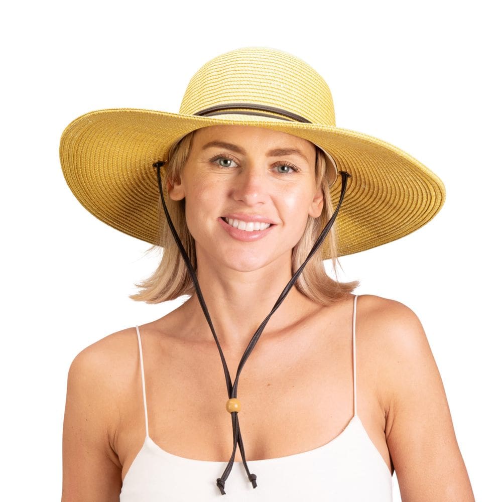 Chapéu de sol feminino de aba larga Sloggers UPF 50+ marrom claro