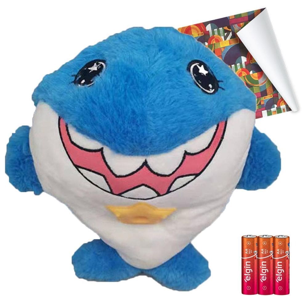 Brinquedo Pelúcia Com Projetor De Estrelas - Azul E Branco